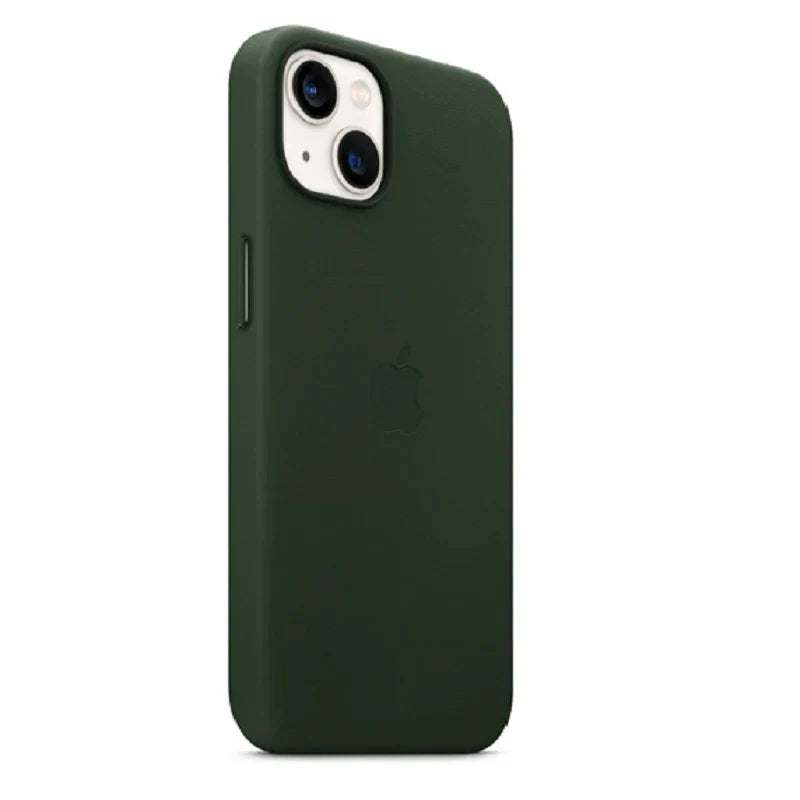 iPhone 15 Leather Magsafe Case With IC Working - Green
